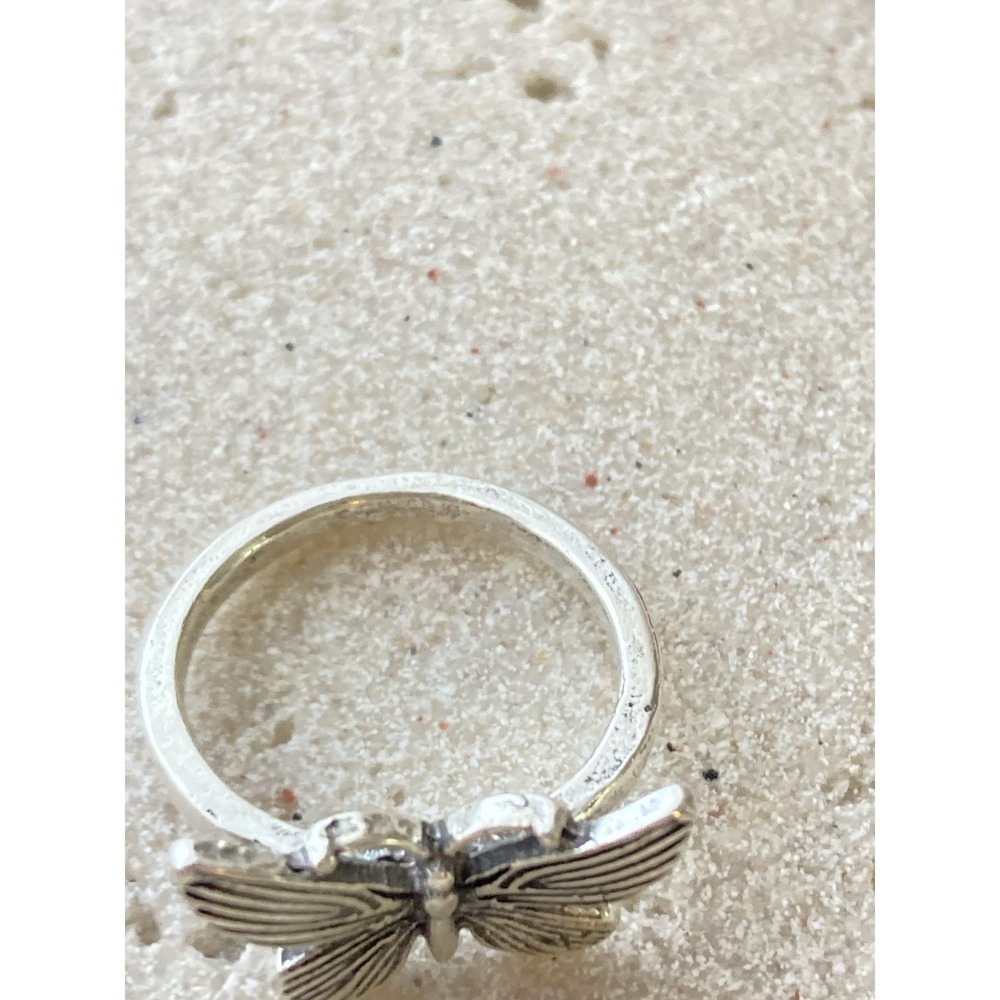Silver Tone Butterfly Ring Size 7 Engraved Wing Nature Whimsical Fairy Earthy - Picture 3 of 5